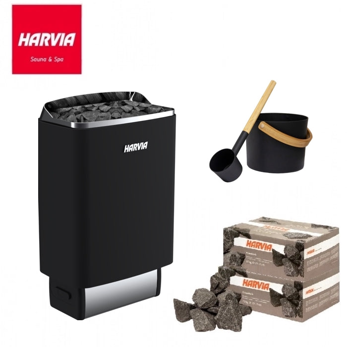 Harvia Elektroofen Set mit 8 kW Ofen inkl. Metallkübel & Schöpfer