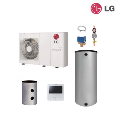 LG Wärmepumpenpaket Monoblock 9 kW mit Warmwasserbereitung u. Pufferspeicher