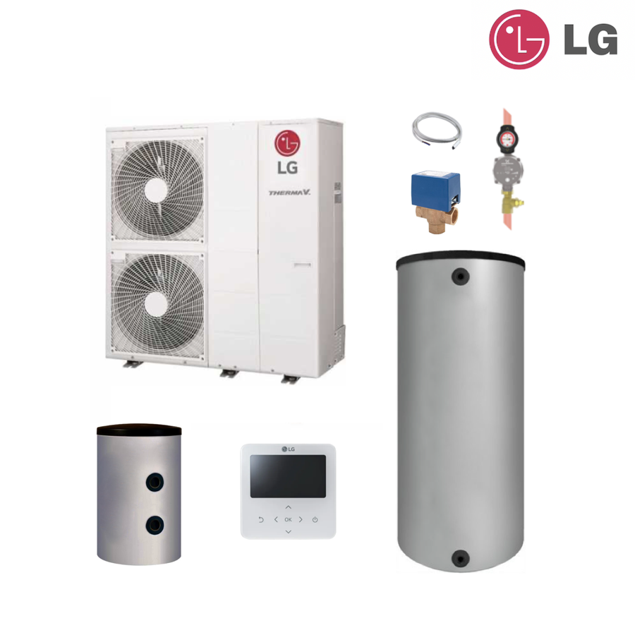 LG Wärmepumpenpaket Monoblock 16 kW mit Warmwasserbereitung u. Pufferspeicher
