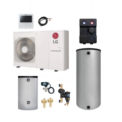 LG Wärmepumpenpaket Monoblock 9 kW R32 mit Warmwasserbereitung u. Pufferspeicher
