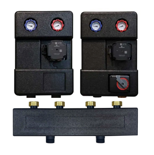 Verteilerset inklusive 2 Pumpengruppen Grundfos, gemischt, ungemisch und isoliert