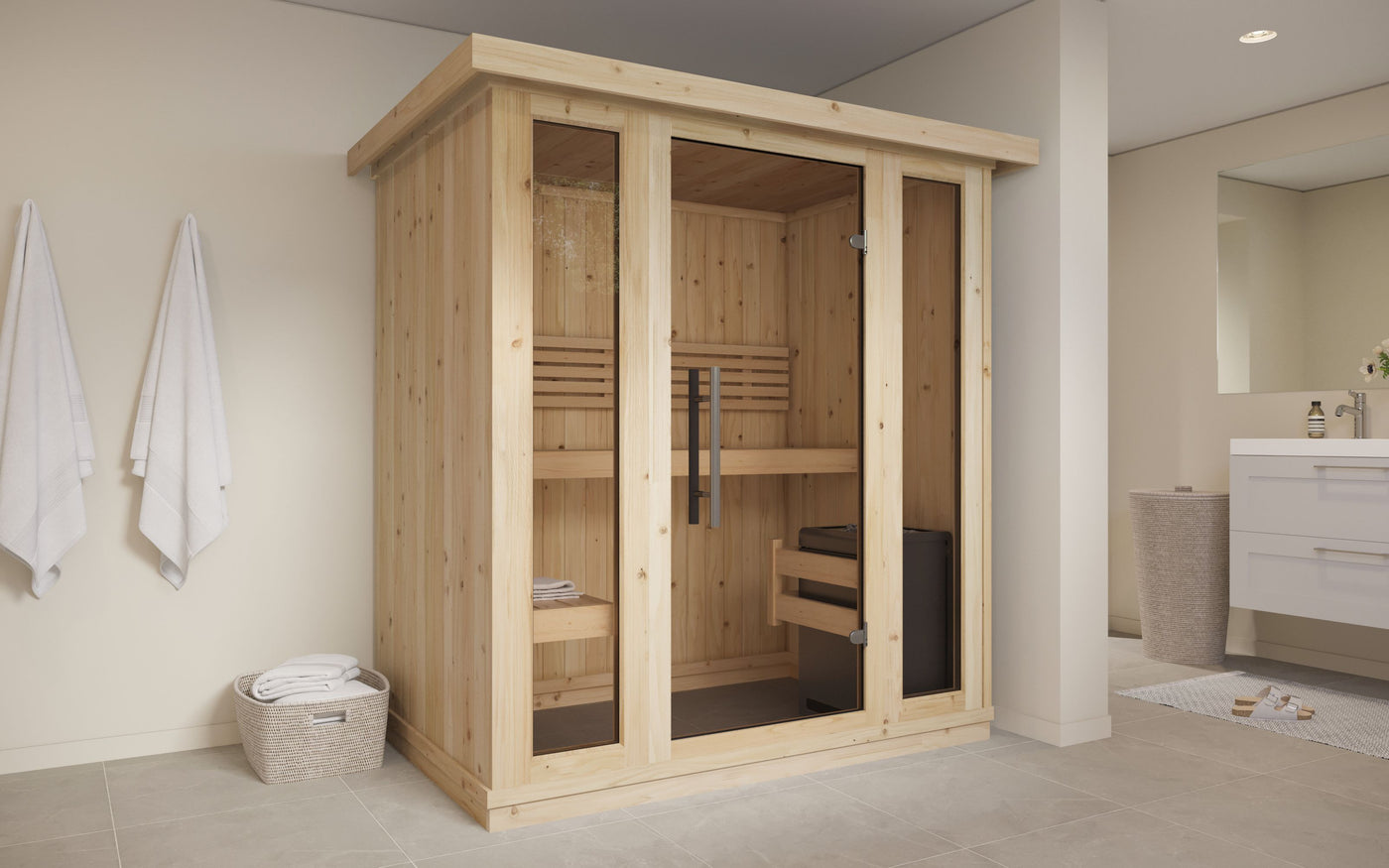 Traditionelle Sauna für 2-4 Personen - 195 x 131 x 200 cm