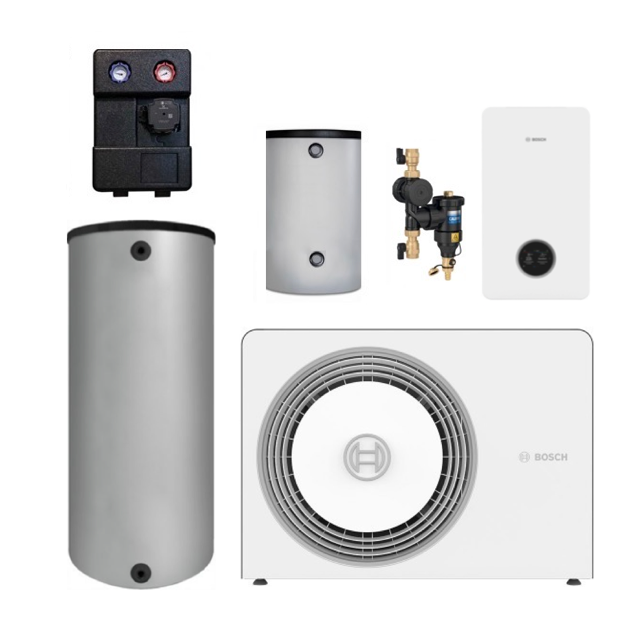 BOSCH Wärmepumpenpaket 10 kW mit Warmwasserbereitung und Pufferspeicher