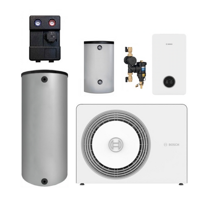BOSCH Wärmepumpenpaket 4 kW mit Warmwasserbereitung und Pufferspeicher