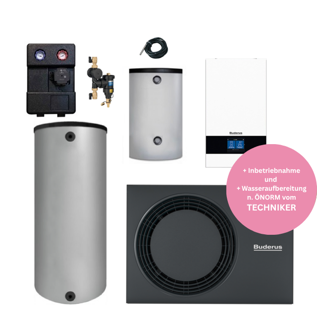 BUDERUS Wärmepumpen-Set 10 kW mit Warmwasserbereitung und Pufferspeicher