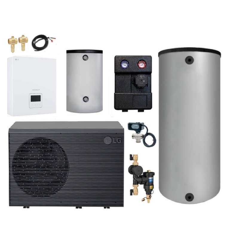 LG Wärmepumpenpaket Monoblock 14 kW R290 mit Warmwasserbereitung u. Pufferspeicher