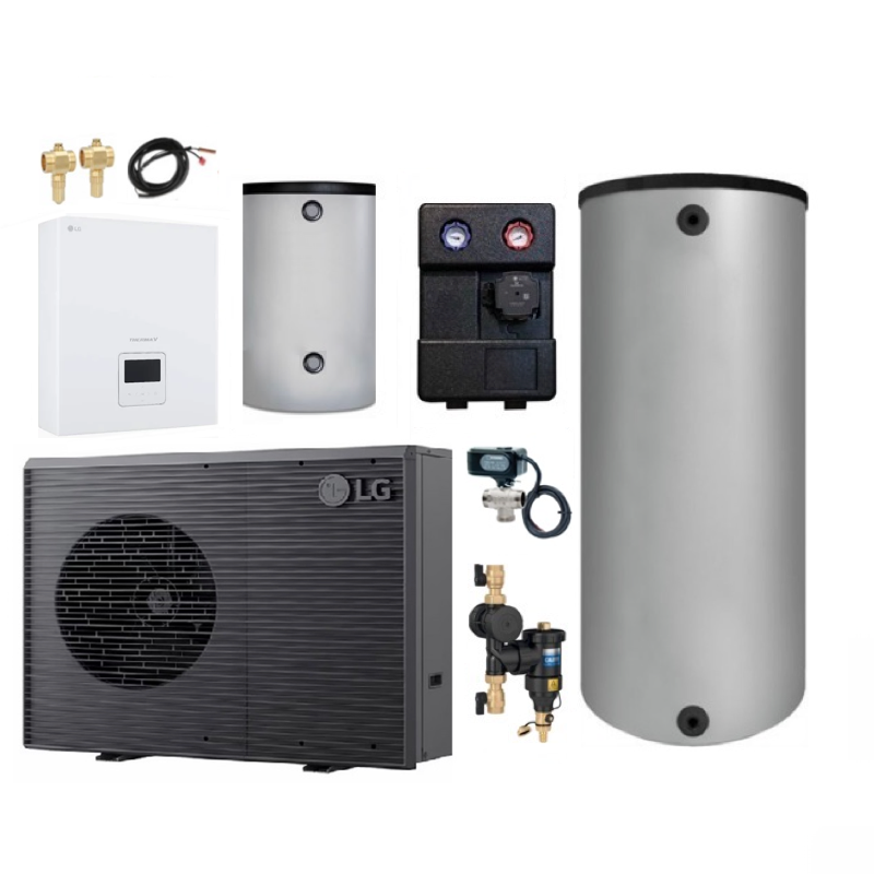 LG Wärmepumpenpaket Monoblock 7 kW R290 mit Warmwasserbereitung u. Pufferspeicher