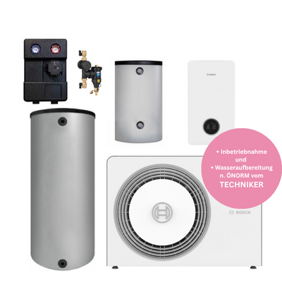 BOSCH Wärmepumpenpaket 10 kW mit Warmwasserbereitung und Pufferspeicher